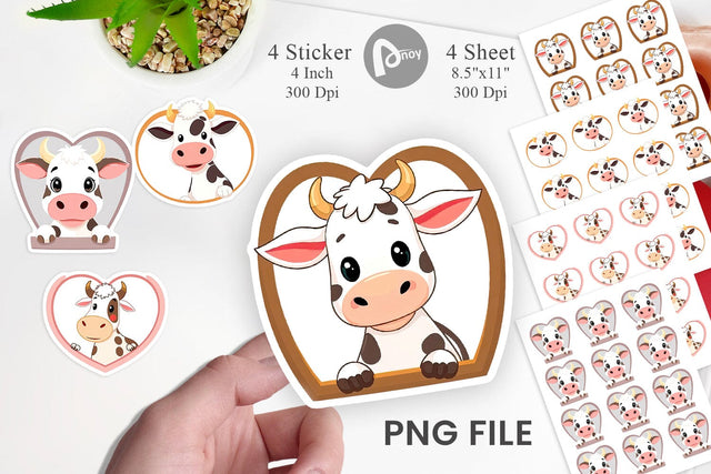 Sticker Heart Cow Sublimation artnoy 