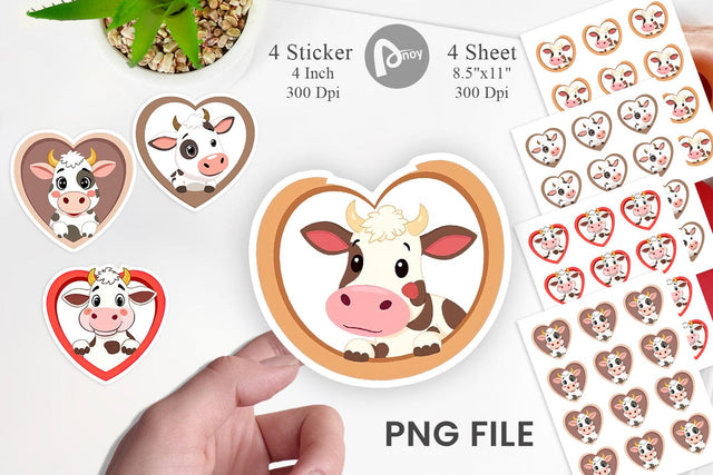 Sticker Heart Cow Sublimation artnoy 