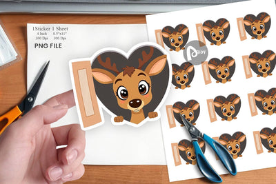 Sticker Heart Deer Sublimation artnoy 