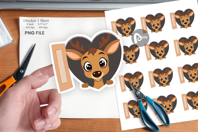 Sticker Heart Deer Sublimation artnoy 