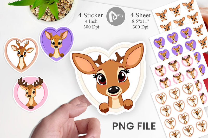 Sticker Heart Deer Sublimation artnoy 