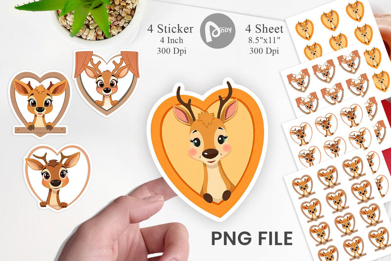Sticker Heart Deer Sublimation artnoy 