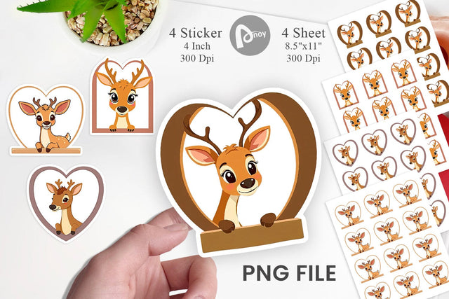 Sticker Heart Deer Sublimation artnoy 