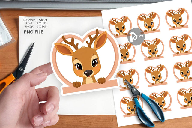 Sticker Heart Deer Sublimation artnoy 