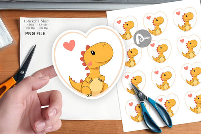 Sticker Heart Dinosaur Sublimation artnoy 