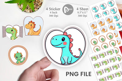 Sticker Heart Dinosaur Sublimation artnoy 