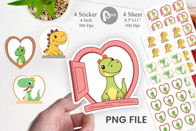Sticker Heart Dinosaur Sublimation artnoy 