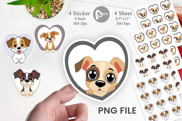 Sticker Heart Dog Sublimation artnoy 