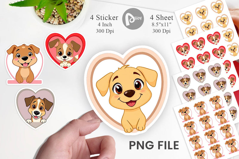 Sticker Heart Dog Sublimation artnoy 