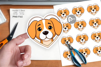 Sticker Heart Dog Sublimation artnoy 