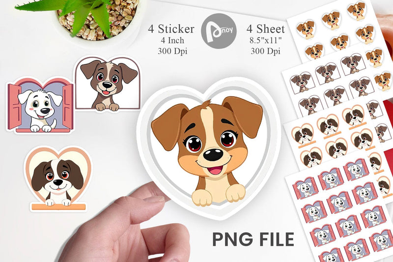 Sticker Heart Dog Sublimation artnoy 