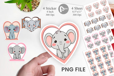 Sticker Heart Elephant Sublimation artnoy 