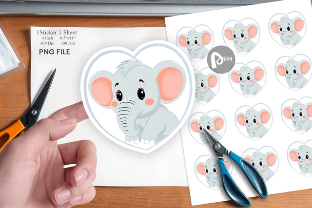 Sticker Heart Elephant Sublimation artnoy 