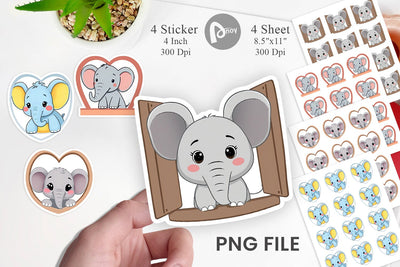 Sticker Heart Elephant Sublimation artnoy 
