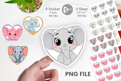 Sticker Heart Elephant Sublimation artnoy 