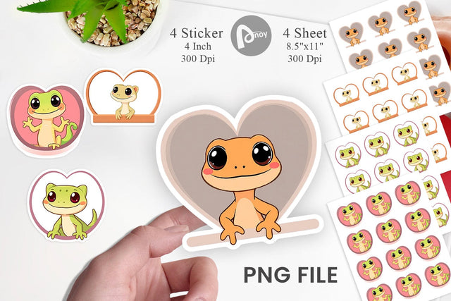 Sticker Heart Gecko Sublimation artnoy 