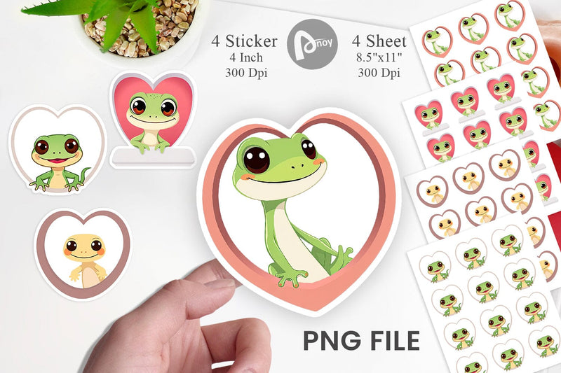 Sticker Heart Gecko Sublimation artnoy 