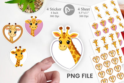 Sticker Heart Giraffe Sublimation artnoy 