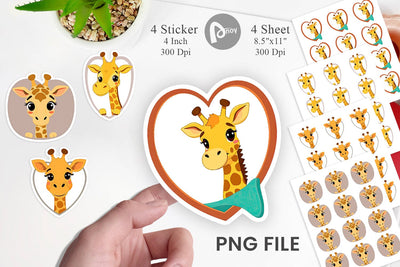 Sticker Heart Giraffe Sublimation artnoy 