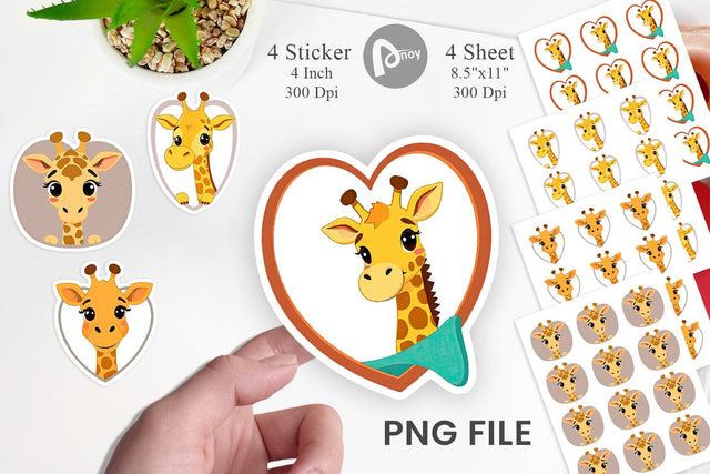 Sticker Heart Giraffe Sublimation artnoy 