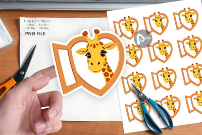 Sticker Heart Giraffe Sublimation artnoy 
