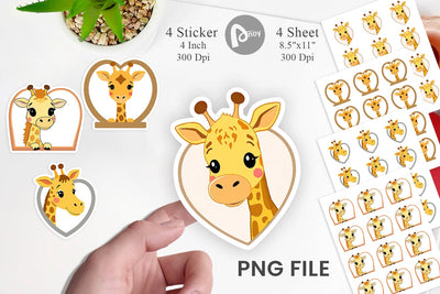 Sticker Heart Giraffe Sublimation artnoy 