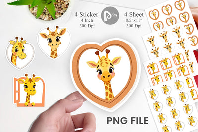 Sticker Heart Giraffe Sublimation artnoy 