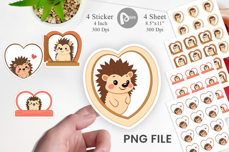 Sticker Heart Hedgehog Sublimation artnoy 
