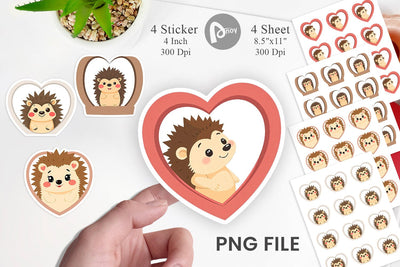 Sticker Heart Hedgehog Sublimation artnoy 