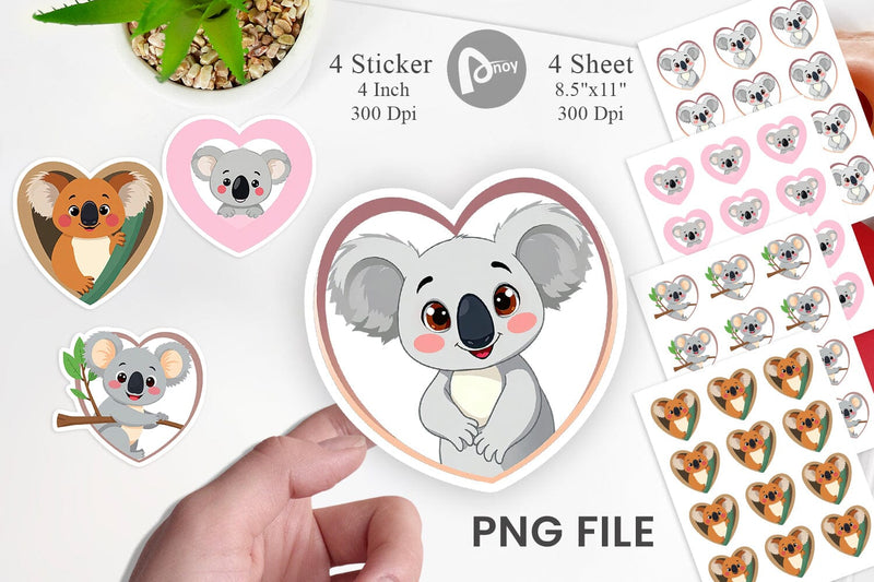 Sticker Heart Koala Sublimation artnoy 