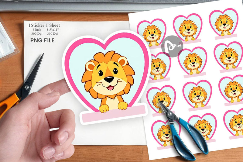 Sticker Heart Lion Sublimation artnoy 