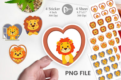 Sticker Heart Lion Sublimation artnoy 