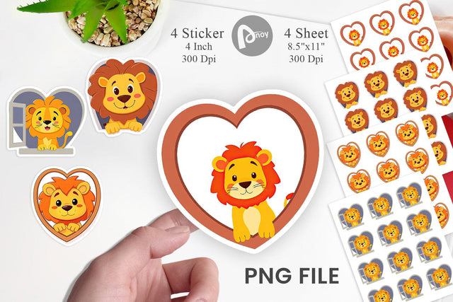 Sticker Heart Lion Sublimation artnoy 