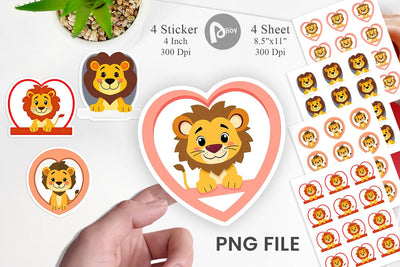 Sticker Heart Lion Sublimation artnoy 