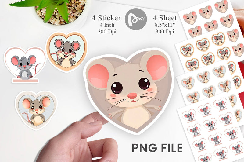 Sticker Heart Mouse Sublimation artnoy 