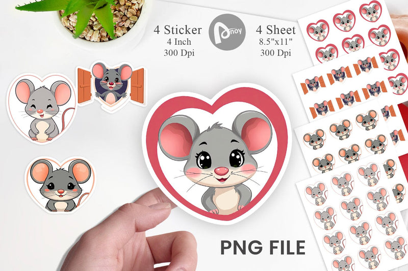 Sticker Heart Mouse Sublimation artnoy 