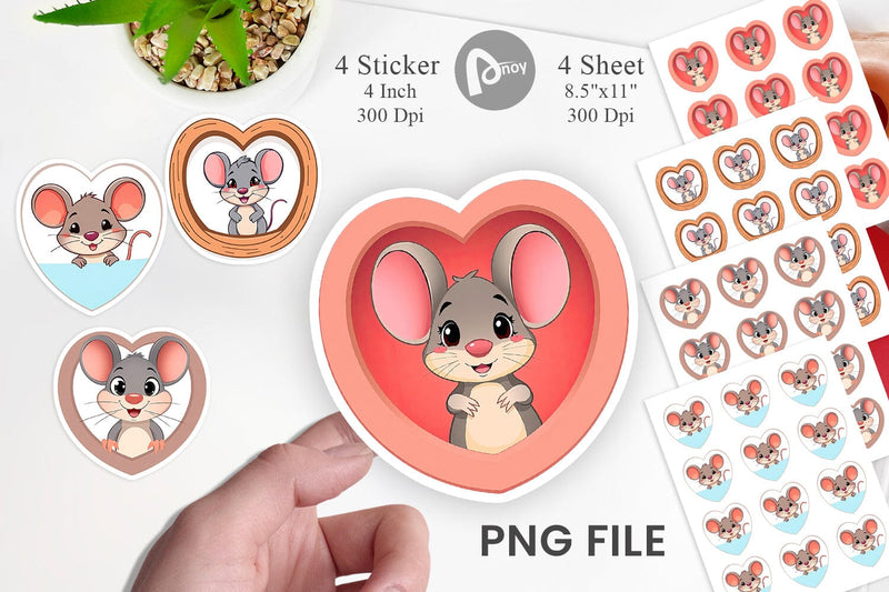 Sticker Heart Mouse Sublimation artnoy 