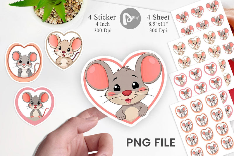 Sticker Heart Mouse Sublimation artnoy 