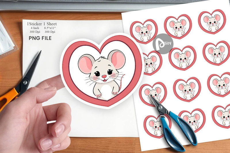 Sticker Heart Mouse Sublimation artnoy 
