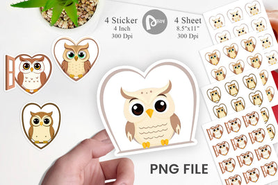 Sticker Heart Owl Sublimation artnoy 