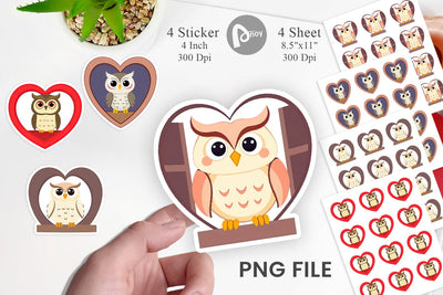 Sticker Heart Owl Sublimation artnoy 