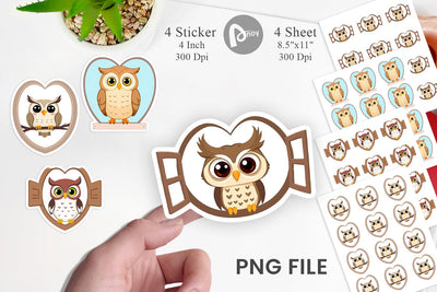 Sticker Heart Owl Sublimation artnoy 