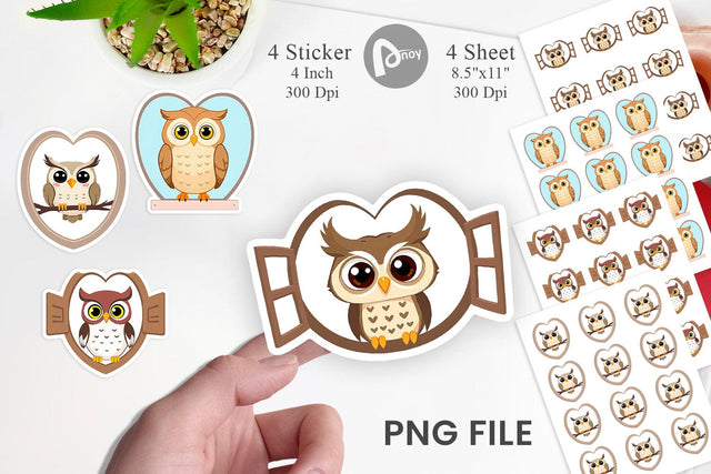Sticker Heart Owl Sublimation artnoy 