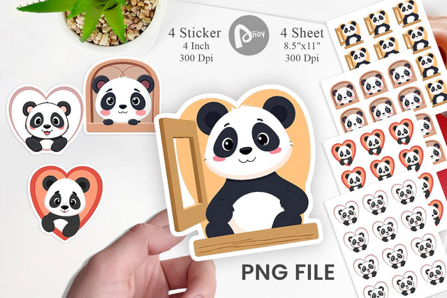 Sticker Heart Panda Sublimation artnoy 