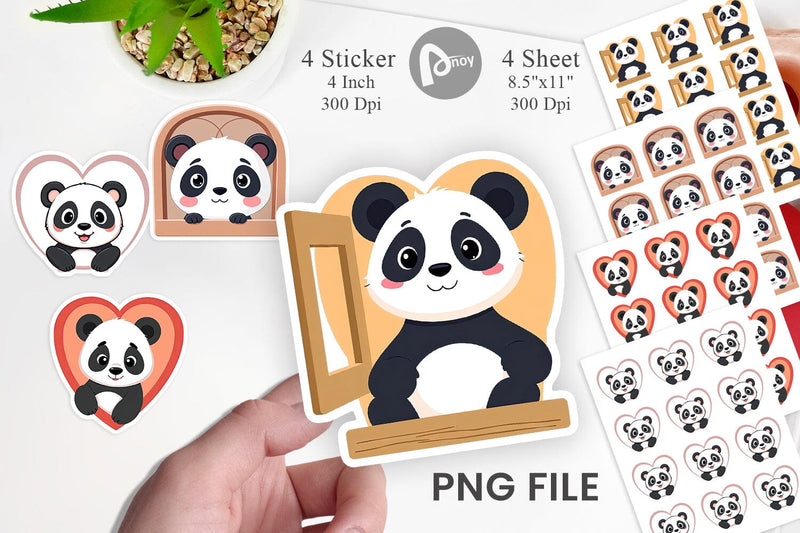 Sticker Heart Panda Sublimation artnoy 