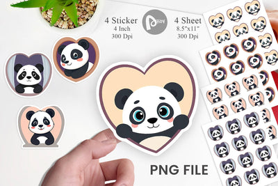 Sticker Heart Panda Sublimation artnoy 