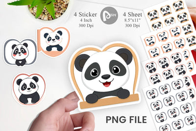Sticker Heart Panda Sublimation artnoy 