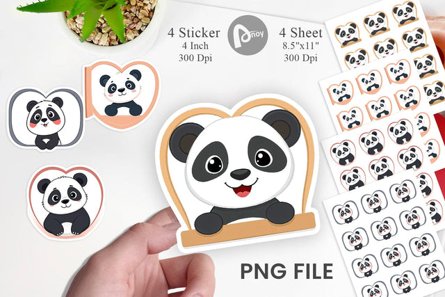 Sticker Heart Panda Sublimation artnoy 