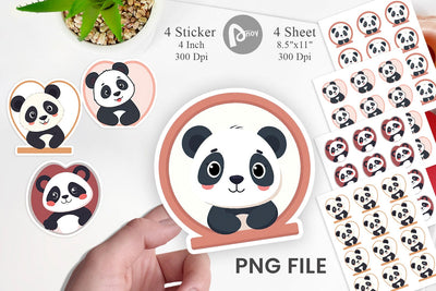 Sticker Heart Panda Sublimation artnoy 