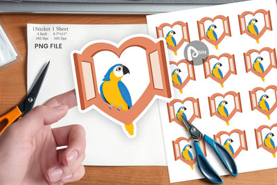 Sticker Heart Parrot Sublimation artnoy 